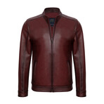 Barnaby Leather Jacket // Bordeaux (3XL)