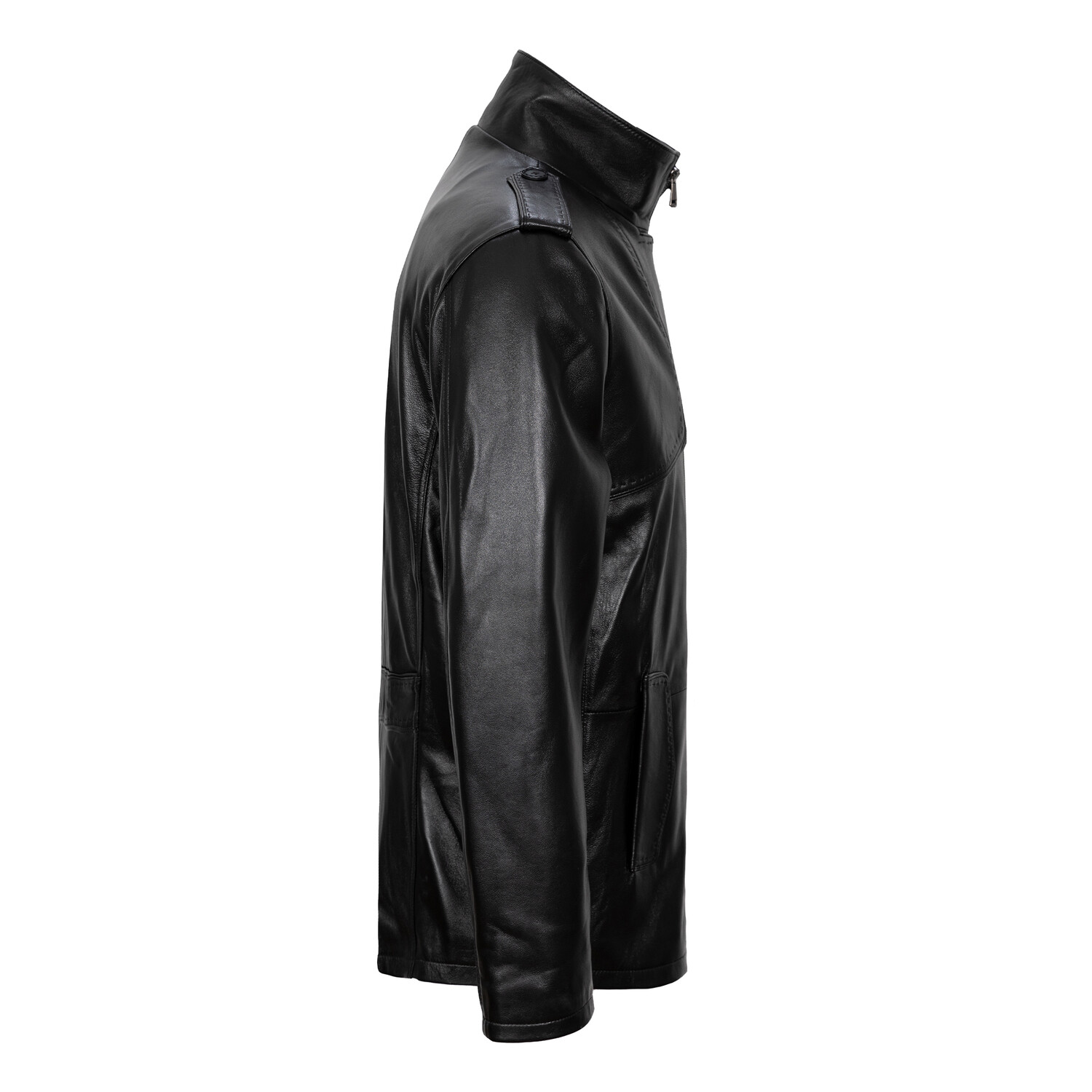 Mock Neck Button Up Jacket // Black (2XL) - Paul Parker Leather Jackets ...