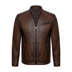 Micah Leather Jacket // Chestnut (L)