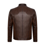 Micah Leather Jacket // Chestnut (XL)