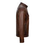 Christian Leather Jacket // Light Brown (L)