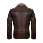 Quilted Arms & Chest Plush Collar Jacket // Brown (L)
