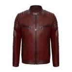 Quilted Arms & Shoulders Racer Jacket // Burgundy (2XL)