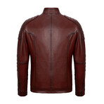 Quilted Arms & Shoulders Racer Jacket // Burgundy (3XL)