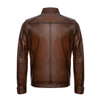Christian Leather Jacket // Light Brown (L)