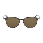 Unisex Round Sunglasses // Striped Gray + Brown