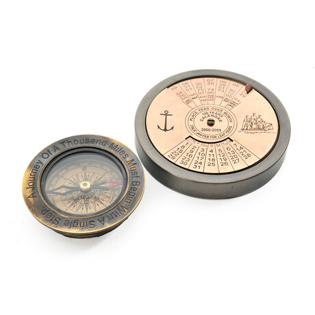 100 Year Calendar & Compass Quote // Set of 2