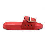 Velcro Stripe Slides // Red (Size 10)