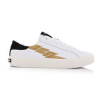 Zeus Lo Leather Sneaker // White + Gold (US: 9)