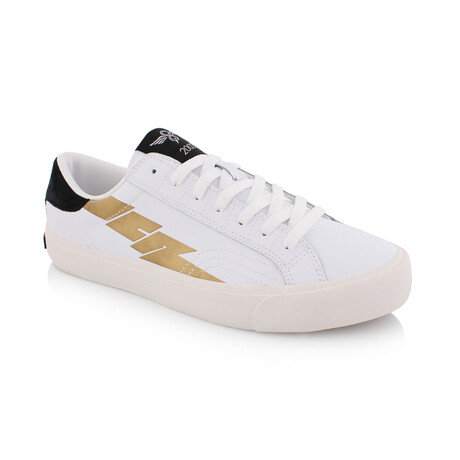 Zeus Lo Leather Sneaker // White + Gold (US: 7)