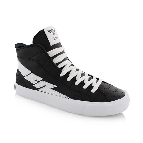 Zeus Hi Leather Sneaker // Black + White (US: 10.5)