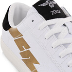 Zeus Lo Leather Sneaker // White + Gold (US: 10)