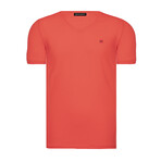 Side Logo V-Neck T-Shirt // Red (S)