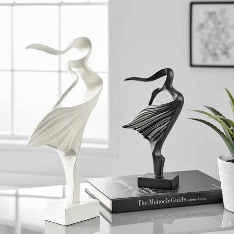 Water Dance Sculpture Set of Two // Matte Black + White