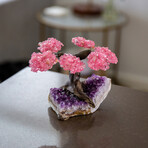 Small Genuine Rose Quartz Clustered Gemstone Tree on Amethyst Matrix // The Love Tree