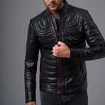 Beckett Leather Jacket // Black + Claret Red (L)