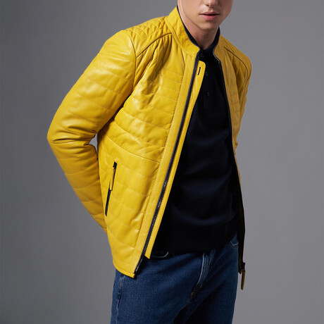 Trent Leather Jacket // Yellow (S)