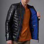 Jovanni Leather Jacket // Black + Blue (2XL)