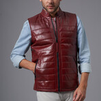 Ethan Leather Vest // Claret Red (XL)