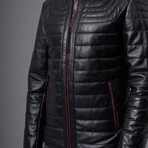 Beckett Leather Jacket // Black + Claret Red (L)