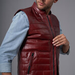 Ethan Leather Vest // Claret Red (XL)