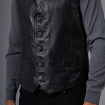 Augustus Leather Vest // Black (2XL)