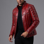 Thaddeus Leather Jacket // Claret Red (XL)