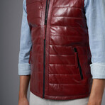 Ethan Leather Vest // Claret Red (XL)