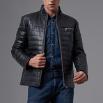 Ryker Leather Jacket // Navy Blue (M)