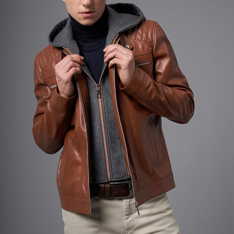 Perrt Leather Jacket // Tobacco (S)