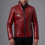 Thaddeus Leather Jacket // Claret Red (XL)