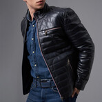 Ryker Leather Jacket // Navy Blue (M)