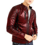 Jonathan Leather Jacket // Claret Red (S)