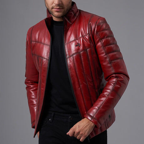 Thaddeus Leather Jacket // Claret Red (S)