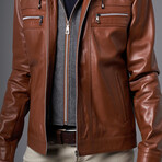 Perrt Leather Jacket // Tobacco (L)