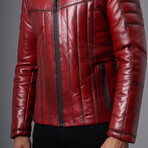 Thaddeus Leather Jacket // Claret Red (XL)