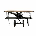 Black Metal Mango Wood Aeroplane Bar Counter