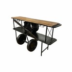 Black Metal Mango Wood Aeroplane Bar Counter