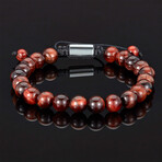 Tiger Eye Adjustable Cord Tie Bracelet // Red // 8mm