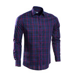 Ray Slim Fit Shirt // Navy + Red (Small)