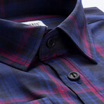 Ray Slim Fit Shirt // Navy + Red (Small)