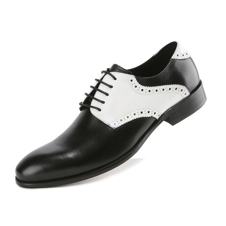 Brogue Contrast Dress Shoe // Black + White (Size 8)