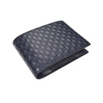 Gucci // Micro Guccissima Logo Leather Trifold Wallet // Navy