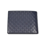 Gucci // Micro Guccissima Logo Leather Trifold Wallet // Navy