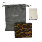 Tom Ford // Leopard Print Logo Bifold Wallet // Brown