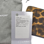 Tom Ford // Leopard Print Logo Bifold Wallet // Brown