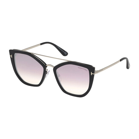 Women's Dahlia Geometric Sunglasses // Shiny Black + Violet Gradient