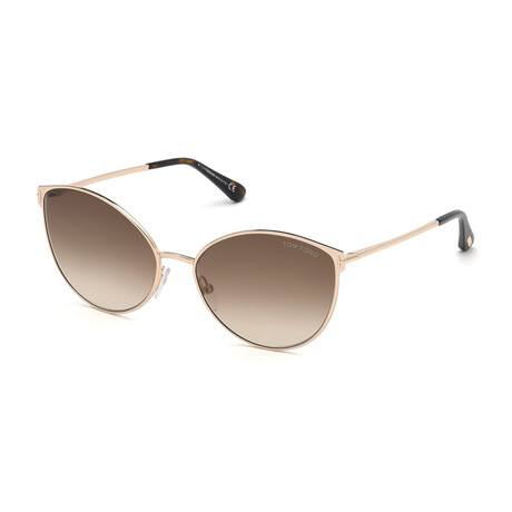 Women's Zeila Cat Eye Sunglasses // Shiny Rose Gold + Brown
