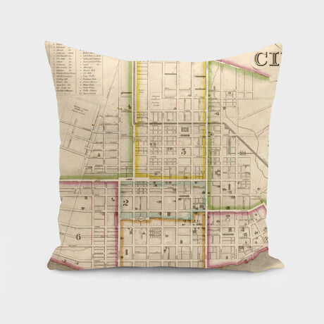 Vintage Map of Cincinnati Ohio (1841) (14"H x 14"W)
