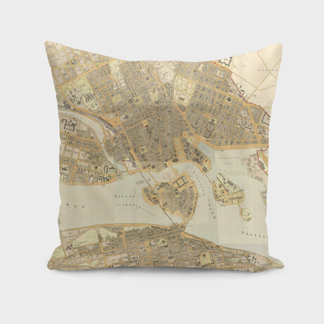 Vintage Map of Stockholm Sweden (1899) (14"H x 14"W)